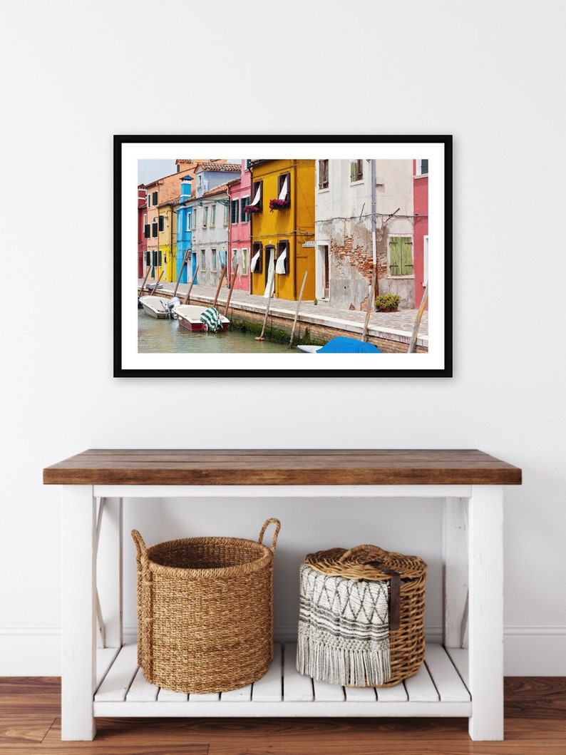 Italy Wall Art Burano Italy Photography Print, Large Color Wall Art Print, Venice Burano Canal Architecture Decor image 1