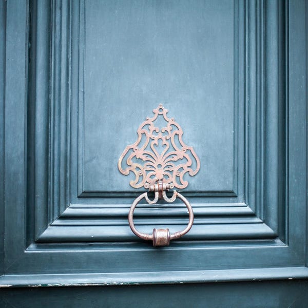 Paris Blue Door Photography Print: France Travel Wall Art