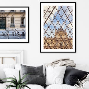 Paris Photography Print, Louvre Pyramid Architecture Travel Photo Art Print, Vertical Minimalist Paris Wall Art Print image 4