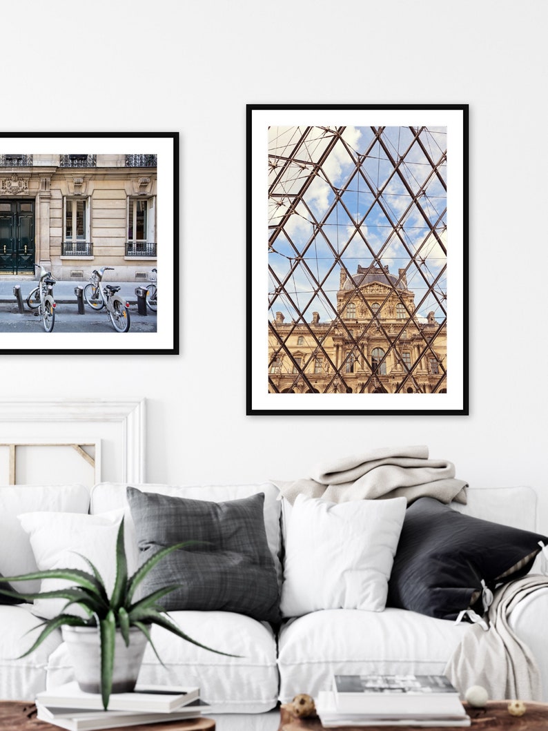 Paris Photography Print, Louvre Pyramid Architecture Travel Photo Art Print, Vertical Minimalist Paris Wall Art Print image 4