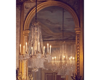 Paris Photography - Glamourous Chandelier Photography Print, French Chandelier Home Decor - Lustre de Fontainebleau