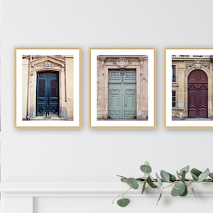 Paris Doors Wall Art Photo Prints, Parisian Gallery Wall Art Set, Fine Art Photography Prints, Paris Travel Decor Set of 3 Paris Door Prints