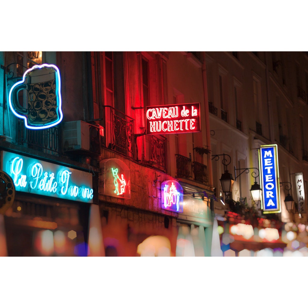 Paris Jazz Club Night Photography, Paris Bright Neon Lights