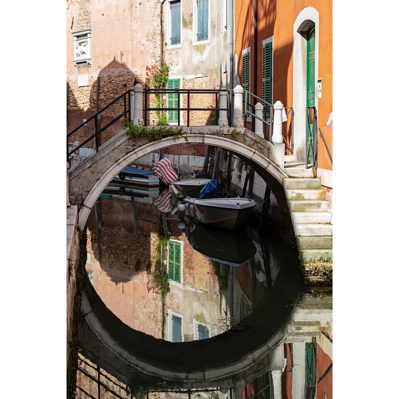 Venice Bridge Reflection Print, Quiet Venice Italy Canal Photography, Venice Italy Wall Art, Venice Prints, Venice Decor, Large Wall Art image 4