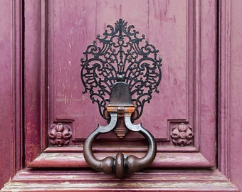 Maroon Paris Door Knocker Wall Art Photograph, Paris Travel Photography Wall Decor, Large Wall Art