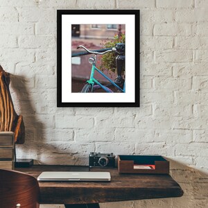 Parked in Amsterdam Bicycle Print, Teal Aqua Bicycle Art Print, Travel Photography, Bike Photograph Art Print image 3