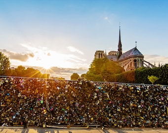 Paris Fotografie, Sonnenuntergang bei Notre Dame de Paris, Architekturfotografie Druck, Paris Frankreich Fine Art Travel Foto Wanddekoration