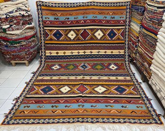 Alfombra de lana Glaoui tejida a mano: auténtico diseño bereber marroquí (216 cm/325 cm)
