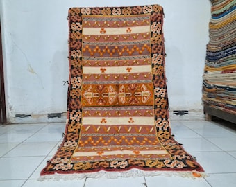 Alfombra de lana Glaoui hecha a mano: auténtica alfombra bereber marroquí (97 cm/190 cm)