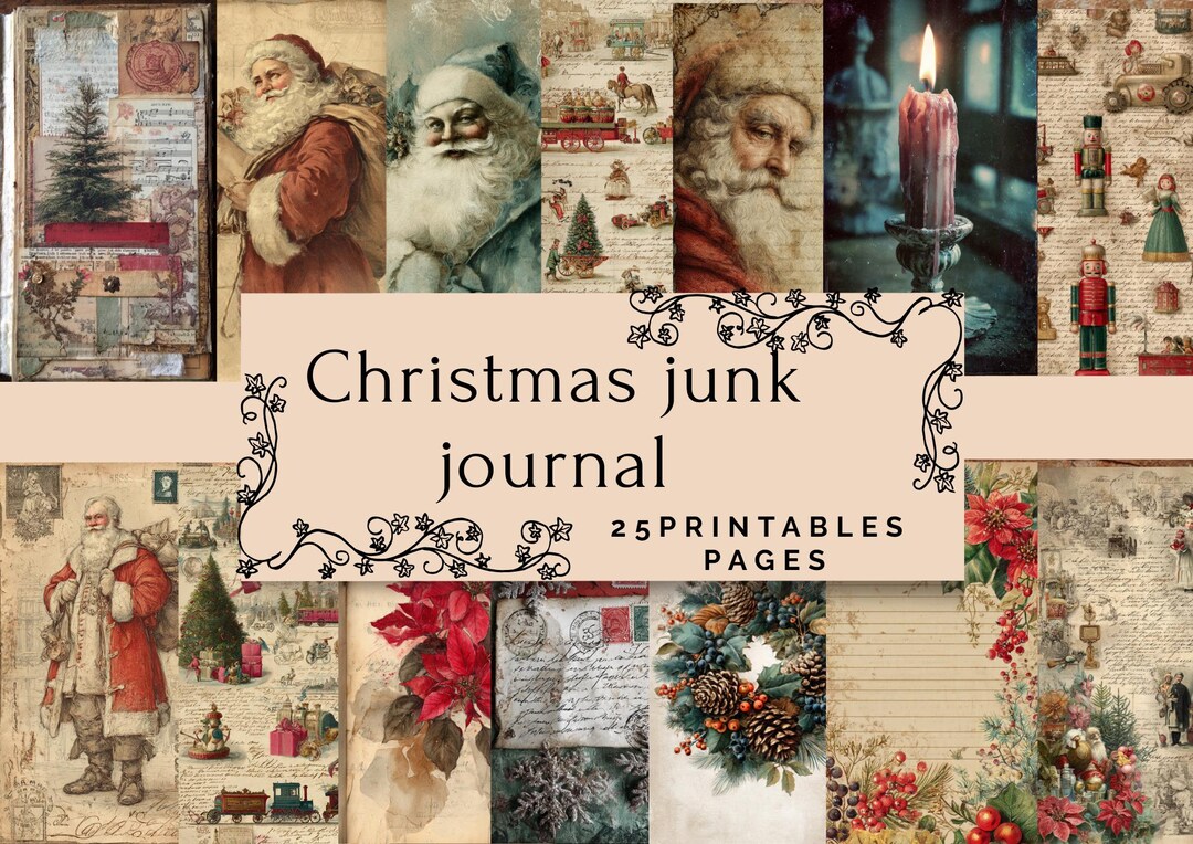 Christmas Junk Journal Printable 25 Vintage A4 Landscape - Etsy