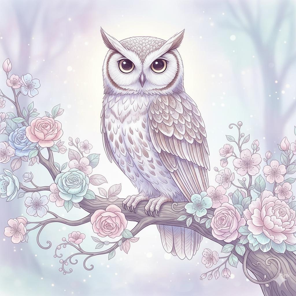 Hibou floral mystique
