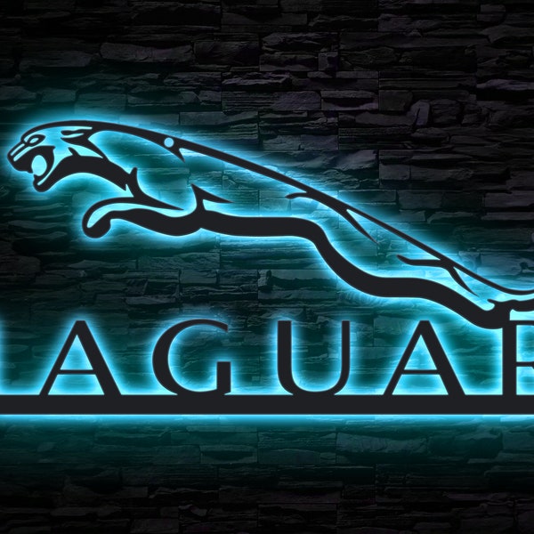 Jaguar Metallwandkunst, Autoschild Wandkunst, Autohaus Logo, Jaguar Liebhaber Einzigartiges Geschenk, Jaguar Metallschild, Geburtstagsgeschenk