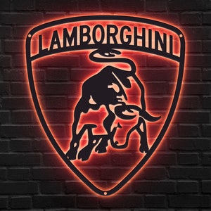 Lamborghini Metal Wall Art, Lamborghini Bull Sign, Metal Car Logo, Gift for Him, New Car Gift, Metal Car Decor, Garage Decor, Gift Birthday