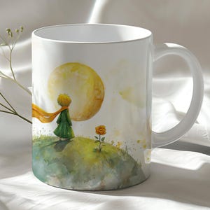 Kleiner Prinz Rose Becher Sonniger Himmel Keramik Kaffeetasse Le Petit Prince Becher 11 Unze Keramikschale Geschenk Schöner kleiner Prinz Becher Ewige Fürsorge-Becher