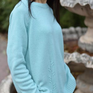 Ready to ship mint blue pure wool sweater for women, oversize sweater, mint blue pullover, minimalist warm winter knitted womens sweater.