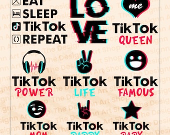 Pacchetto di file SVG e PNG per TikTok: design di tendenza per Cricut (download digitale)