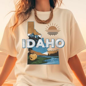 Idaho State Retro PNG - Imágenes prediseñadas de paisaje de montaña, puesta de sol y naturaleza vintage, recuerdo de viaje, descarga digital para camisetas, impresiones de calcomanías