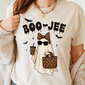 Trendy ghost with stylish fall vibes and spooky flair
