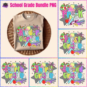 School Grade PNG Bundle: Pre-K to 4th Grade, Teacher Shirt Designs (Digital Download)