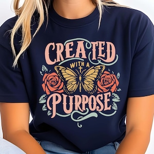 Christian Butterfly Rose Shirt Design: Inspirational PNG SVG (Digital Download)
