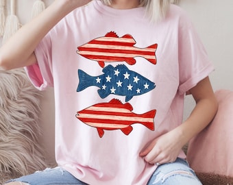 Patriotic Fish PNG: American Flag Bass Sublimation Design (Digital Download)