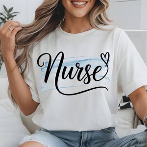 Nurse PNG Sublimation Design – Watercolor Heart Script Font – Cute Nurse Aesthetic PNG for Shirts, Mugs, Gifts – Digital Download