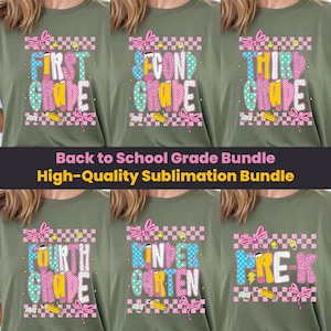 Back to School Grade PNG Bundle – Cute Sublimation Designs for Pre-K to 4th Grade Shirts