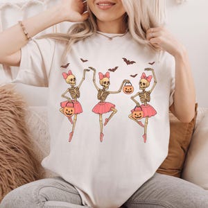 Halloween-themed ballerina skeletons clipart for shirts and crafts