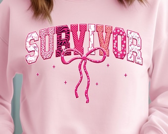 Breast Cancer Survivor PNG – Pink Ribbon Awareness Sublimation Design (Digital Download)