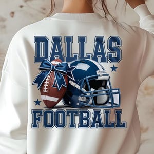 Fútbol de Dallas PNG: Diseño de sublimación de casco azul y lazo (descarga digital)