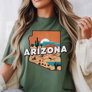 Diseño de sublimación de puesta de sol en el desierto, PNG retro vintage de Arizona, clipart de cactus del suroeste, descarga digital del estado de Arizona para camisetas.