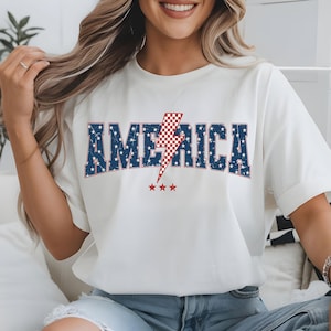 Retro USA Lightning Bolt PNG: 4th of July Sublimation Design (Digital Download)
