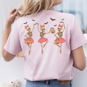 Ballet dancer skeleton with pumpkins for spooky season designs