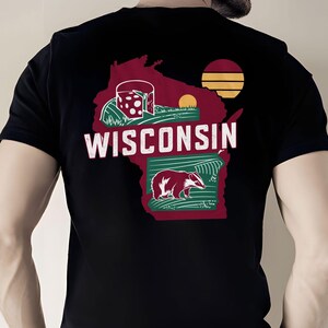 Wisconsin Bundesstaat PNG | Vintage Reise Aufkleber, Retro Dachs Zustand Clipart, Wisconsin Käse & Natur, Midwest Design, digitaler Download.