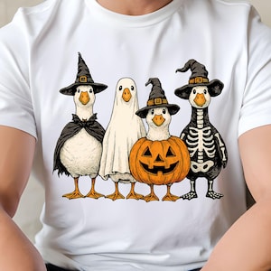 Halloween Duck PNG – Funny Goose Ghost, Pumpkin, Witch & Skeleton Costume Clipart for Sublimation and Shirts