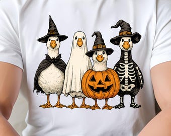 Halloween Duck PNG Clipart: Goose Ghost, Witch & Pumpkin Costume (Digital Download)