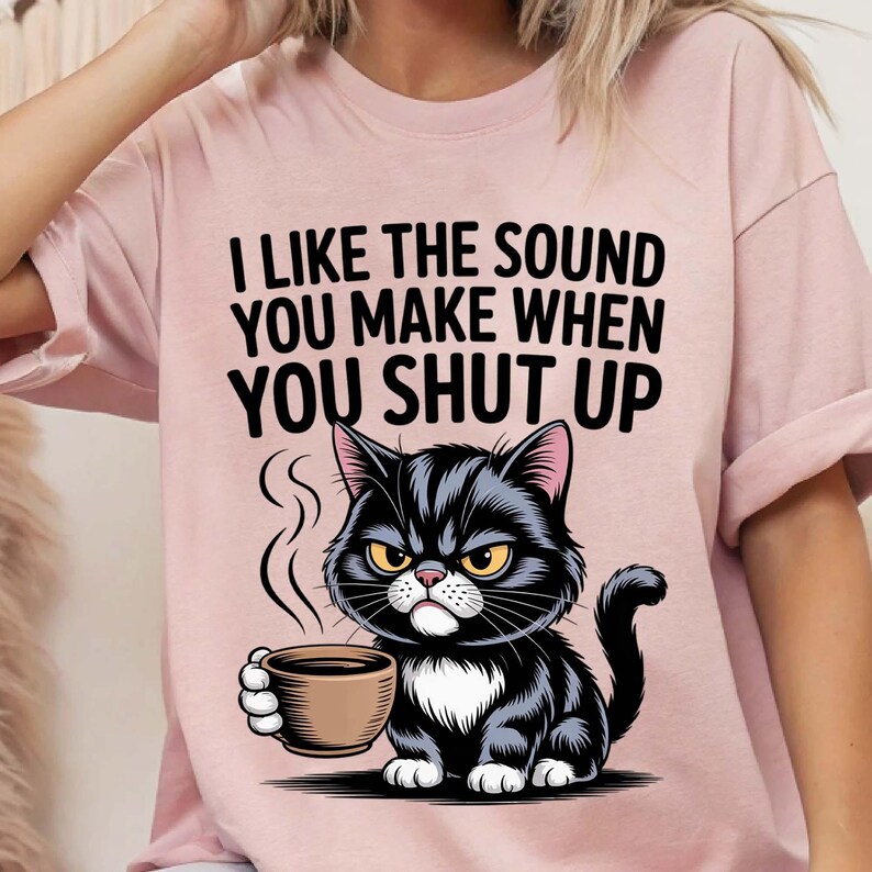 Humor cat artwork perfect for coffee lovers with attitude.