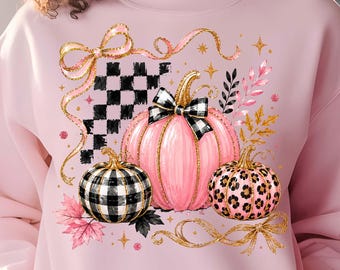 Pink Pumpkin Fall Coquette PNG (Digital Download)