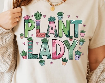 Plant Lady PNG – Succulent Floral Typography Design (Digital Download)