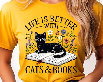 Katze mit Buch PNG, Geschenk für Katzenliebhaber (Digitaler Download)