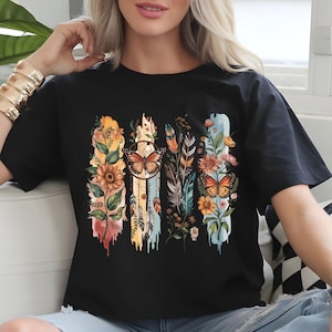 Boho Butterfly Dreamcatcher PNG | Floral Feather Clipart | High-Quality Bohemian Sublimation Design