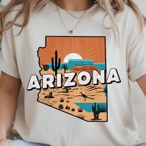 Diseño de sublimación de puesta de sol en el desierto, PNG retro vintage de Arizona, clipart de cactus del suroeste, descarga digital del estado de Arizona para camisetas.