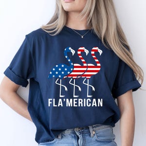Fla Merican Flamingo PNG - 4th of July Patriotic T-shirt Design, American Flag Flamingo Sublimation