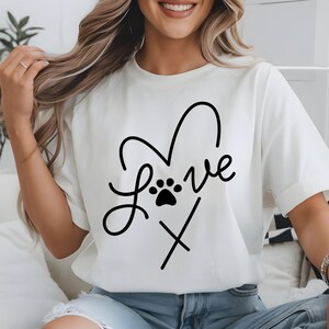 Dog Paw Love Heart PNG: Pet Lover Sublimation Design (Digital Download)