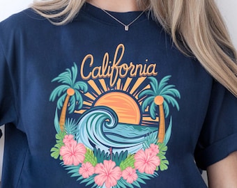 California Sunset Beach PNG: Retro Surf Clipart (Digital Download)