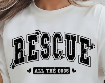 Retten Sie alle Hunde SVG PNG: Vintage Pfotenabdruck T-Shirt Design