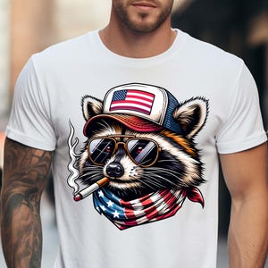 Patriotic Raccoon PNG: American Flag, 4th of July Clipart (Digital Download)