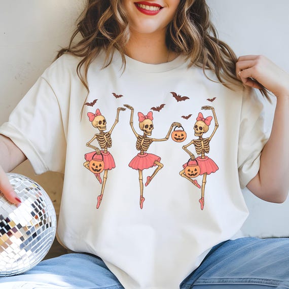 Halloween Skeleton Ballerina PNG: Dancing Skeletons Clipart (Digital Download