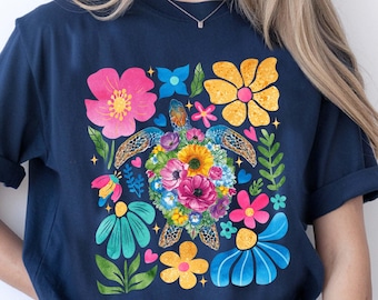 Boho Sea Turtle PNG – Floral Beach Sublimation Design (Digital Download)