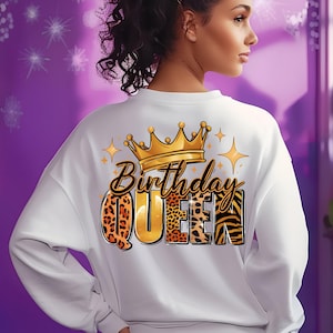 Birthday Queen PNG: Leopard Print Crown Design (Digital Download)